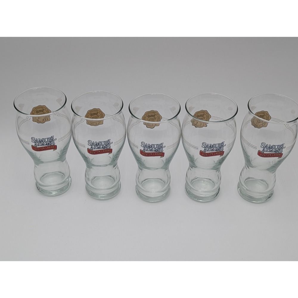(5) Samuel Adams Boston Lager Perfect Beer Drinking Glass 7" Tall Logo